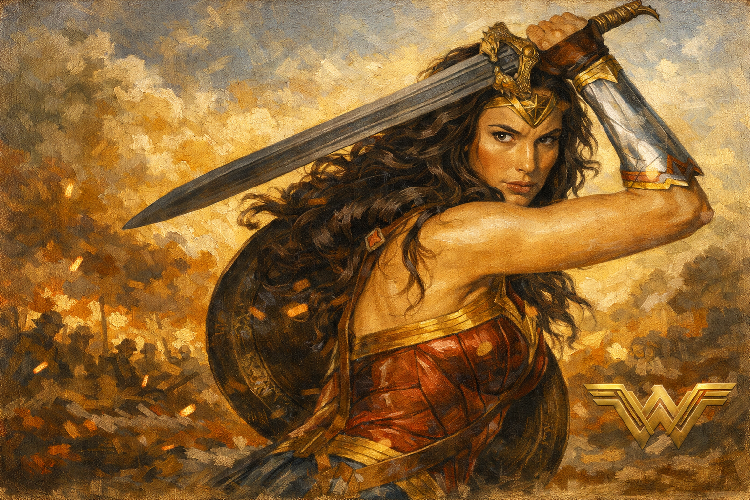 Dibujo de Gal Gadot interpretando a Wonder Woman